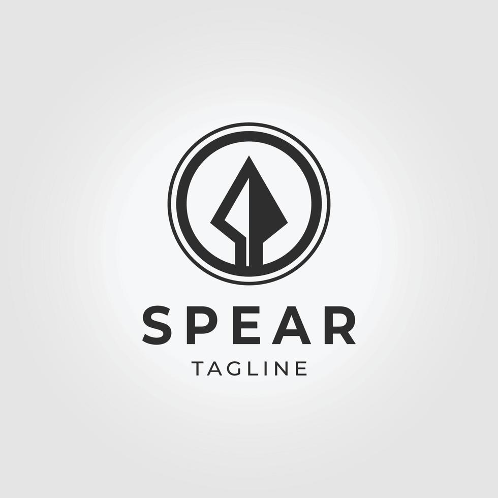 minimalt emblem spear sparta logotyp vintage vektor illustration design