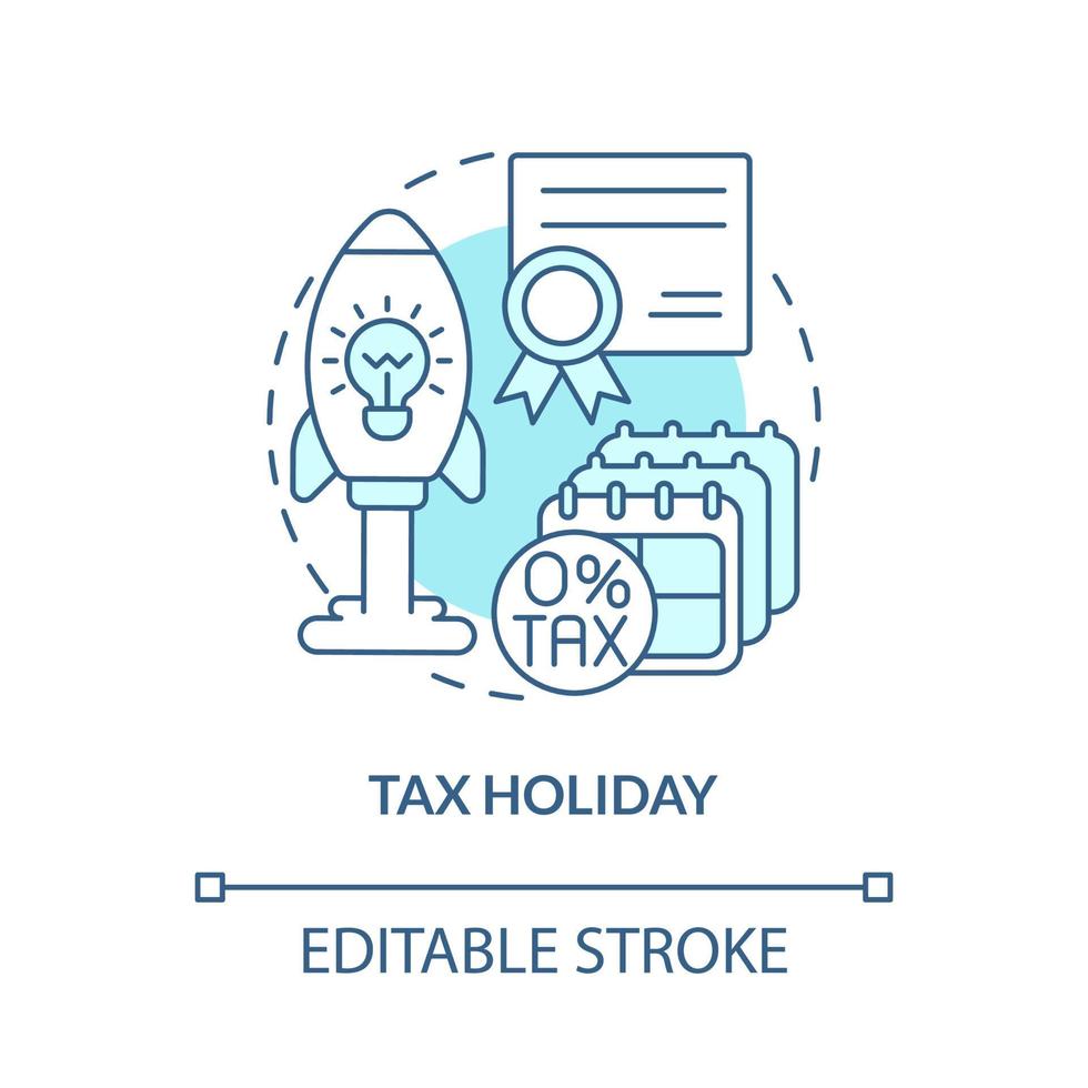 skatt semester turkos koncept ikon. eliminera skattesatser för kortsiktiga abstrakt idé tunn linje illustration. isolerade konturritning. redigerbar linje. roboto-medium, otaliga pro-bold typsnitt som används vektor