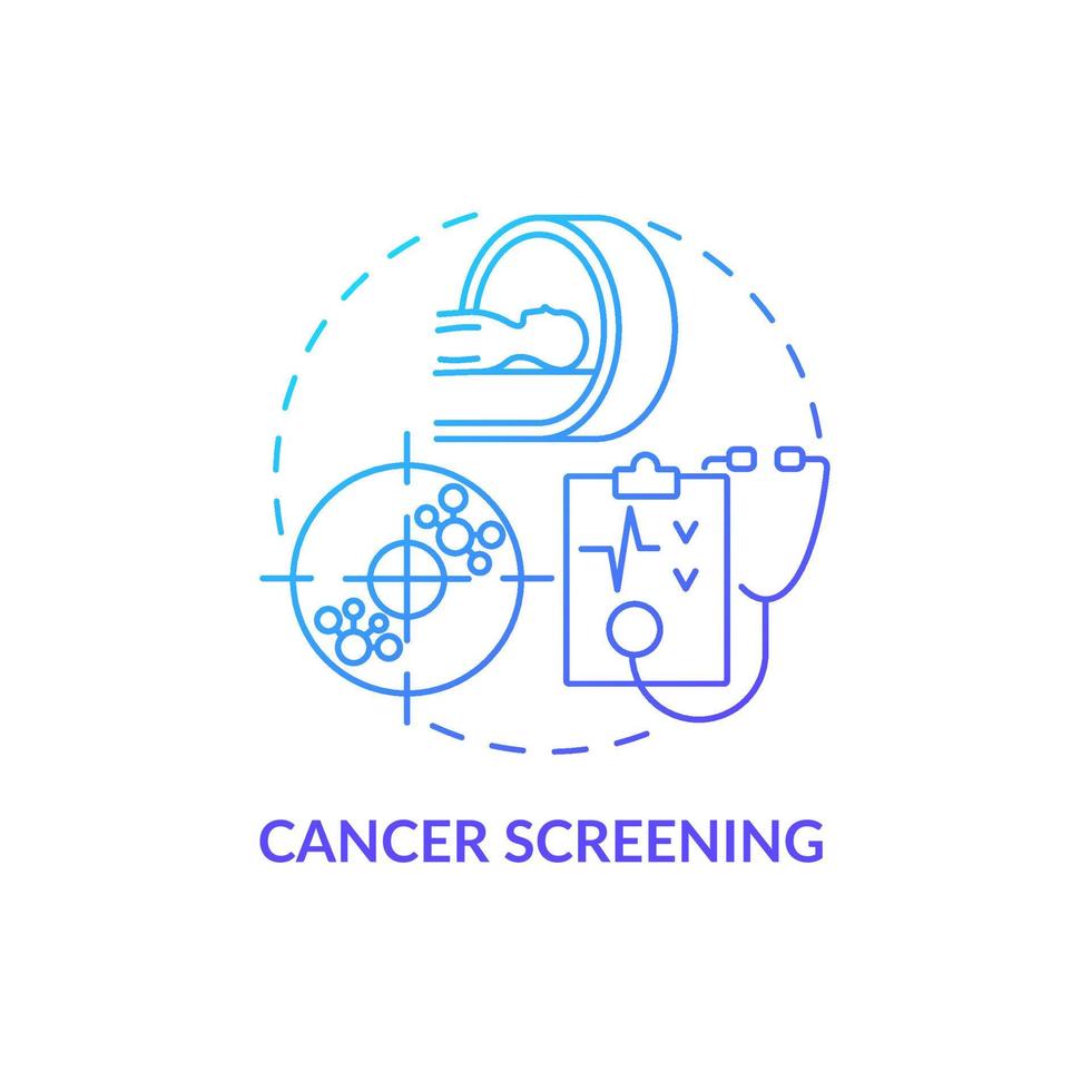 cancer screening blå gradient koncept ikon. årlig medicinsk kontroll abstrakt idé tunn linje illustration. karcinom och förebyggande av tumörer. klinisk undersökning. vektor isolerade kontur färgritning