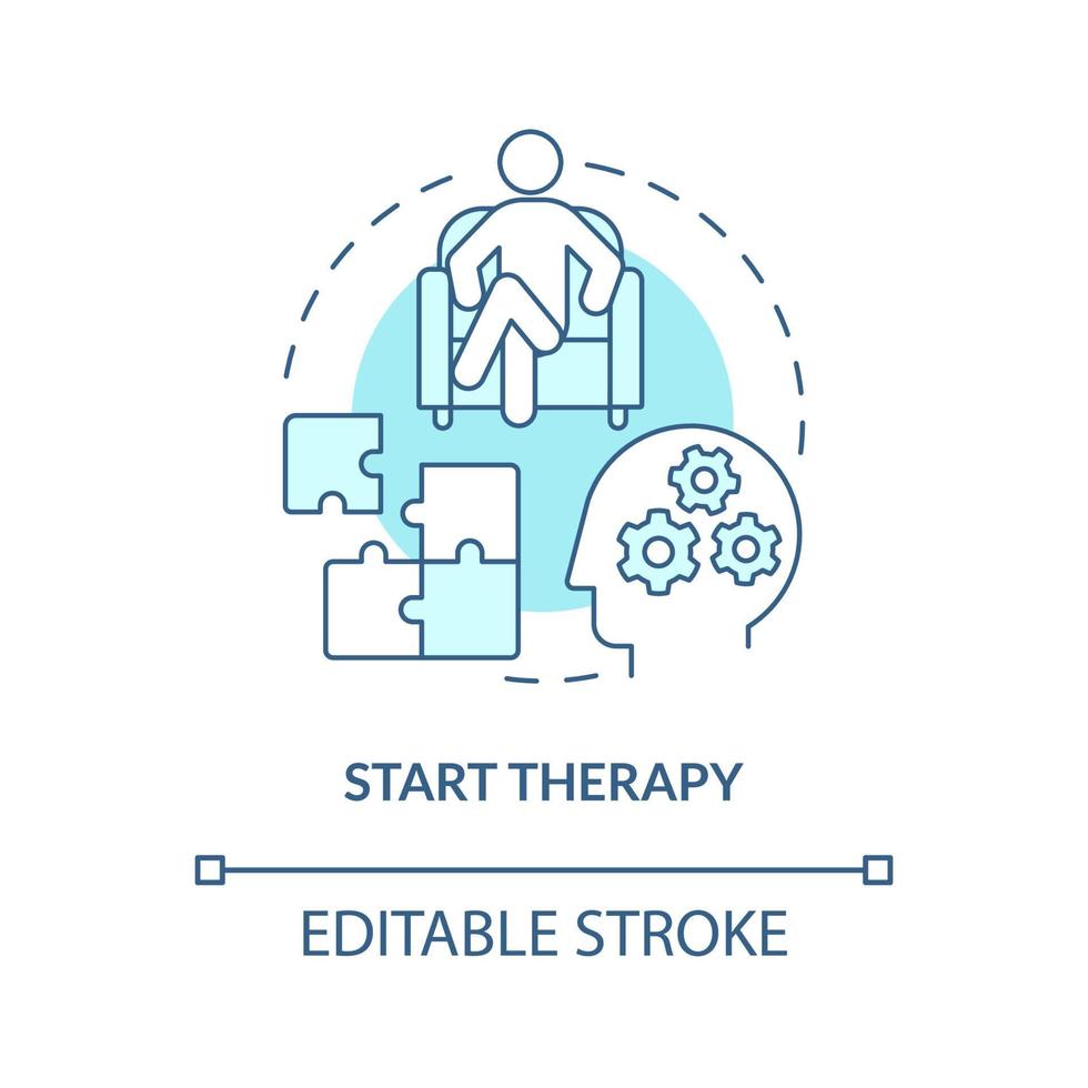 Symbol für das Therapiekonzept beginnen. sich nach Missbrauch erholen. Schluss mit toxischen Beziehungen. professionelle geistige hilfe abstrakte idee dünne linie illustration. Vektor isolierte Umrissfarbe Zeichnung. editierbarer Strich