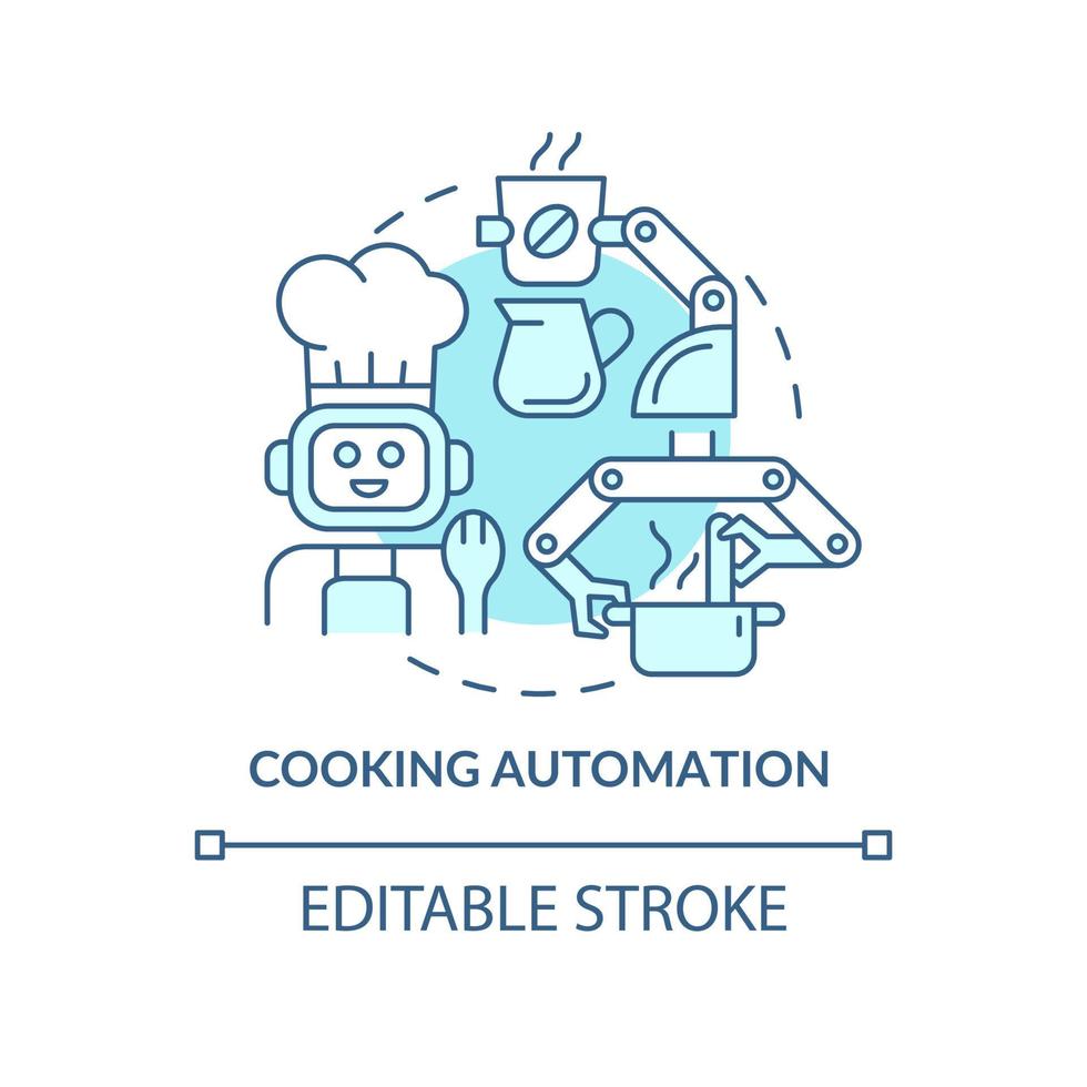 matlagningsautomation blå konceptikon. teknik och innovation abstrakt idé tunn linje illustration. isolerade konturritning. redigerbar linje. roboto-medium, otaliga pro-bold typsnitt som används vektor