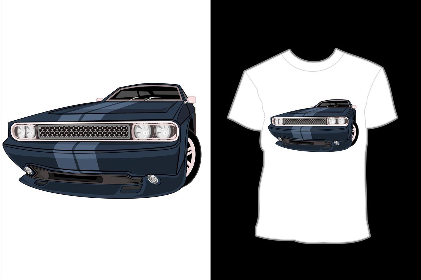 Limousine klassisches blaues Illustrationst-shirt Design vektor