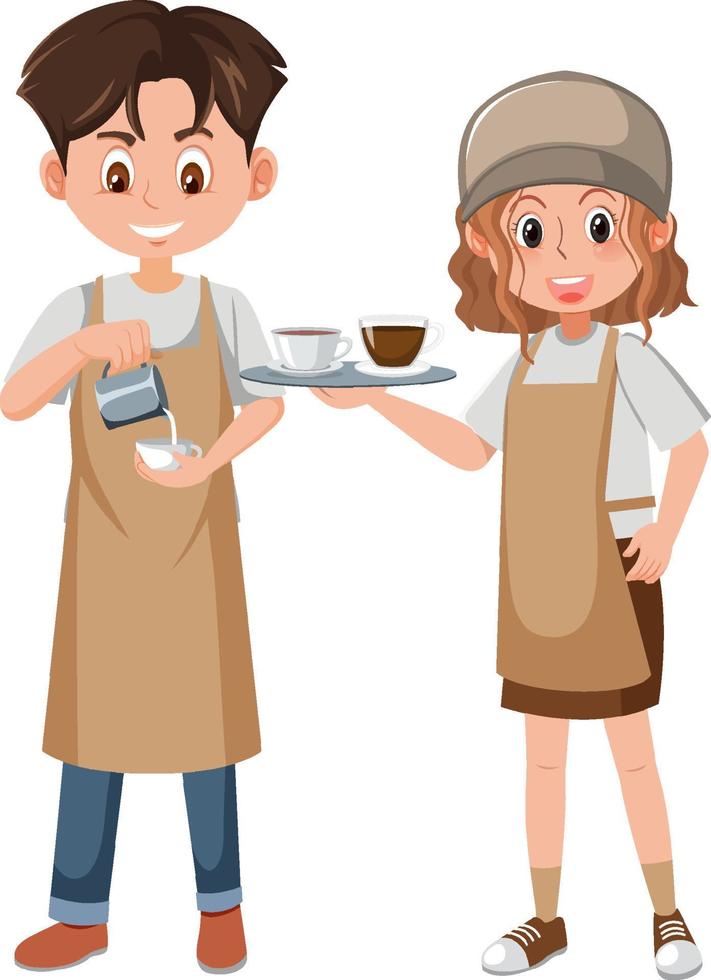 Cartoon-Figur des Café-Personals auf weißem Hintergrund vektor