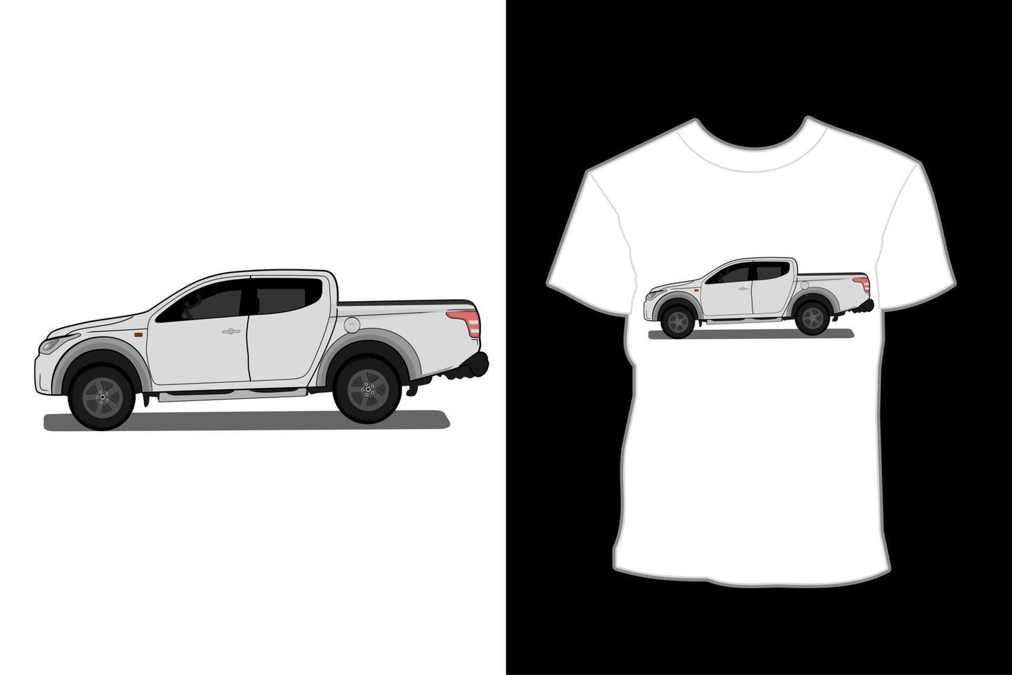 weißes mitsubishi triton illustrationst-shirt design vektor