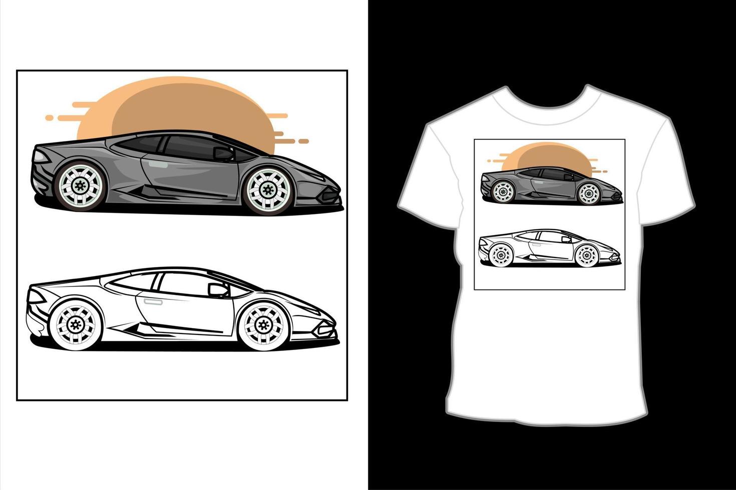 grauer Illustrationst-shirt Entwurf des Sportwagens vektor