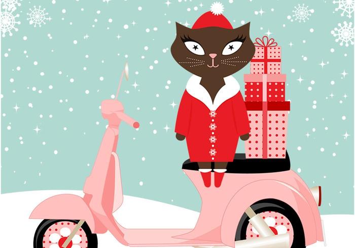 Nette Katze Santa Vector Hintergrund