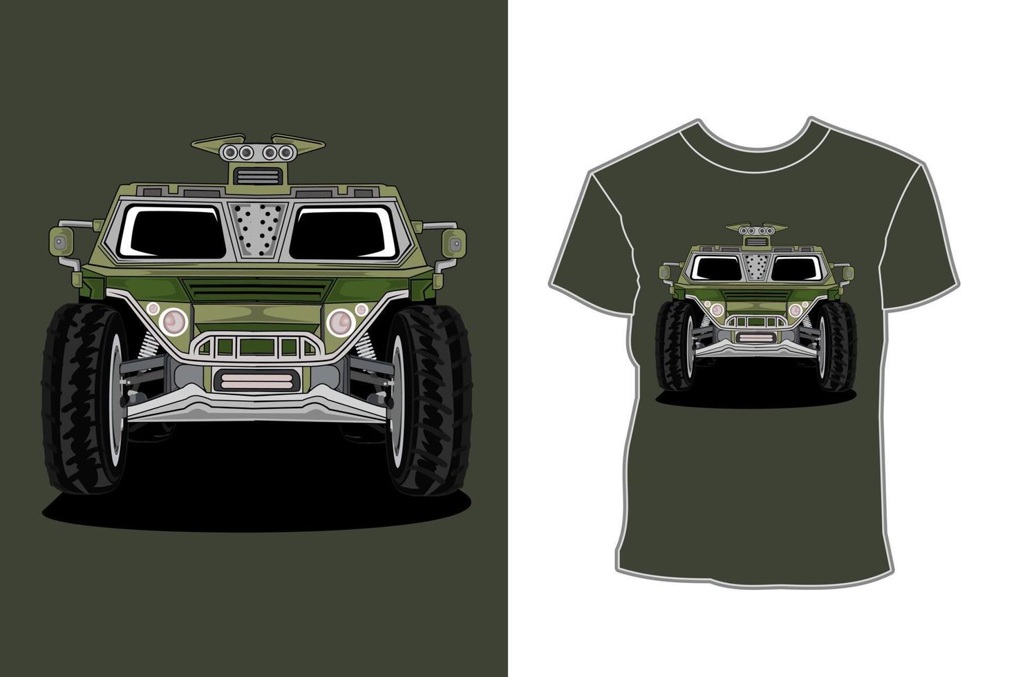 Jeep-Armeeautoillustrations-T-Shirt Entwurf vektor
