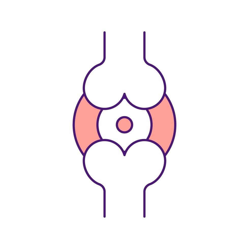 akut ledvärk rgb färgikon. fysiska problem tecken. inflammation i brosket. undersöker knäproblem. artrit symptom. isolerade vektor illustration. enkel fylld linjeritning