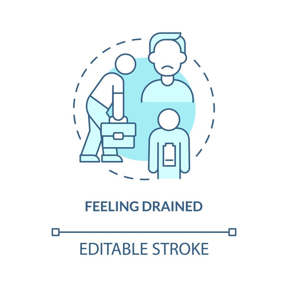 känner sig utmattad konceptikon. toxicitet på arbetsplatsen. anställd utan energi. emotionell utbrändhet abstrakt idé tunn linje illustration. vektor isolerade kontur färgritning. redigerbar linje