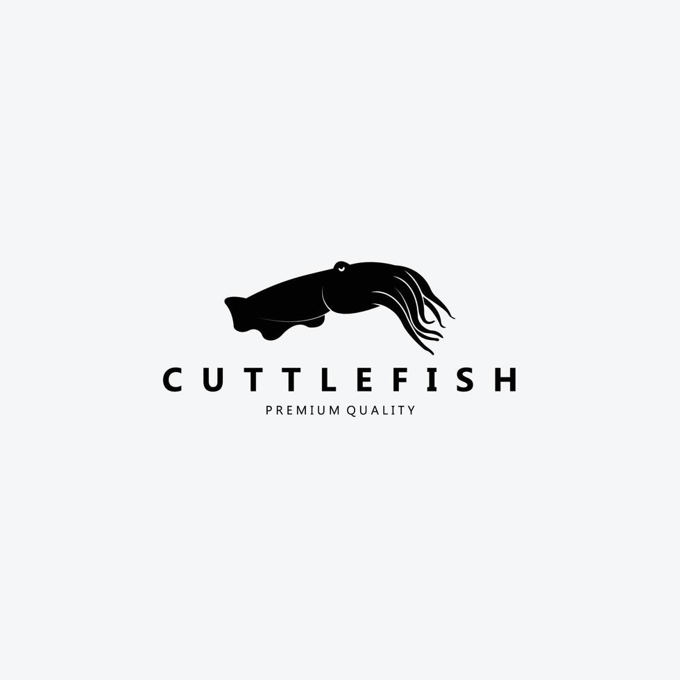 Tintenfisch Logo Vektor Vintage Silhouette Illustration Design Kunst Fisch