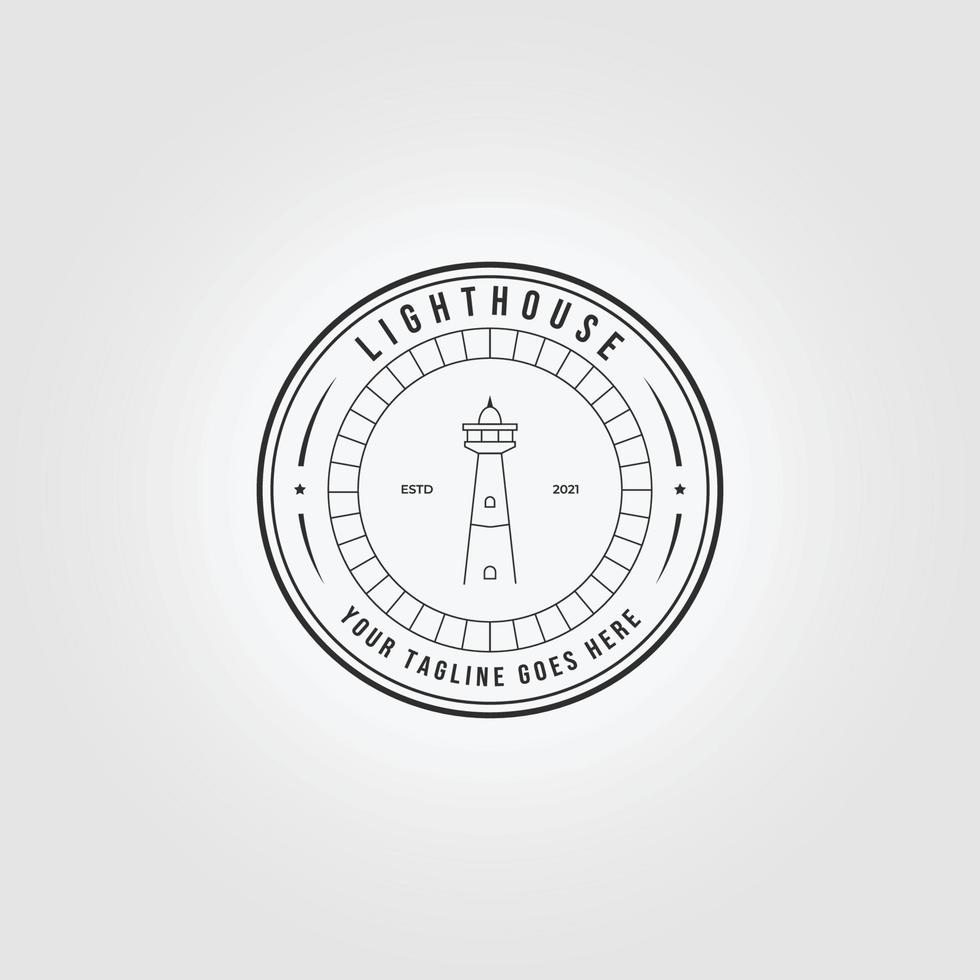 Emblem Leuchtturm Logo Vektor Illustration Design Strichzeichnungen lineares Symbol