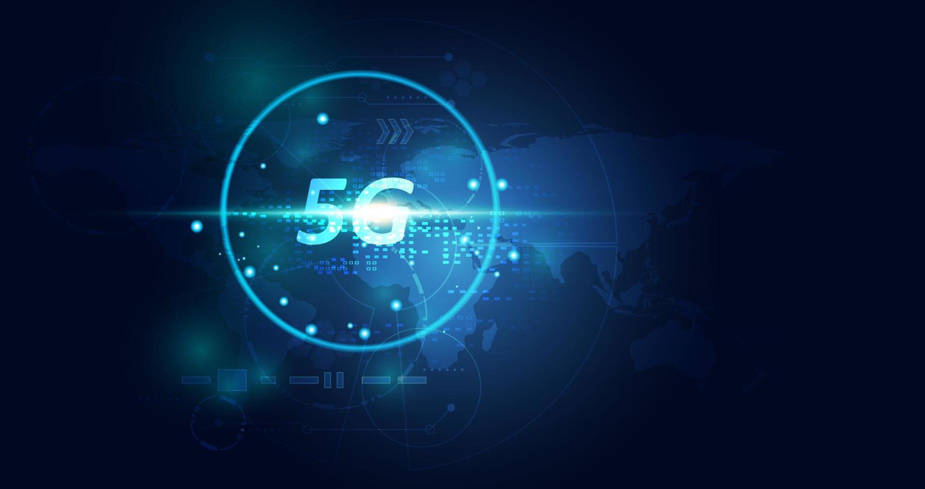 abstraktes 5g drahtloses internet wifi netzwerktechnologie konzeptkarte digitales internet drahtlos auf blauem hintergrund. vektor