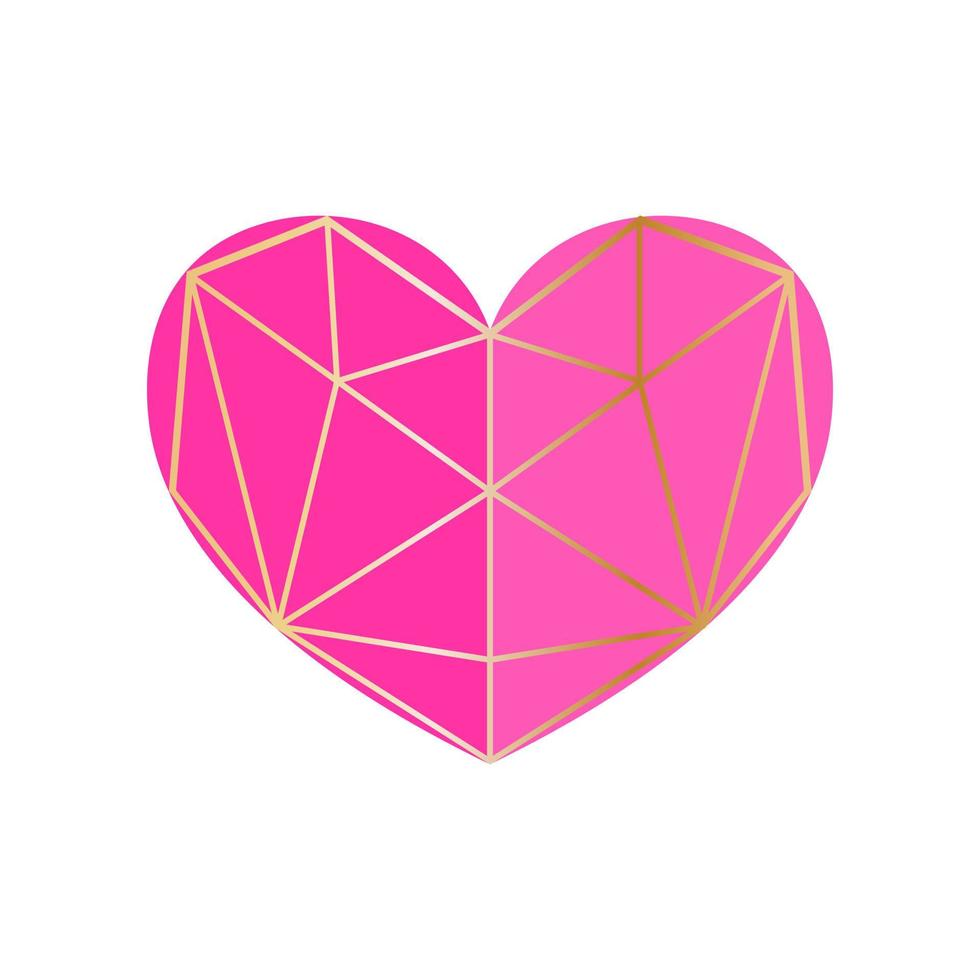 vektor rosa hjärta i modern geometrisk stil. vektor illustration för din grafiska design. geometrisk logotyp i form av ett hjärta. designelement för alla hjärtans dag.