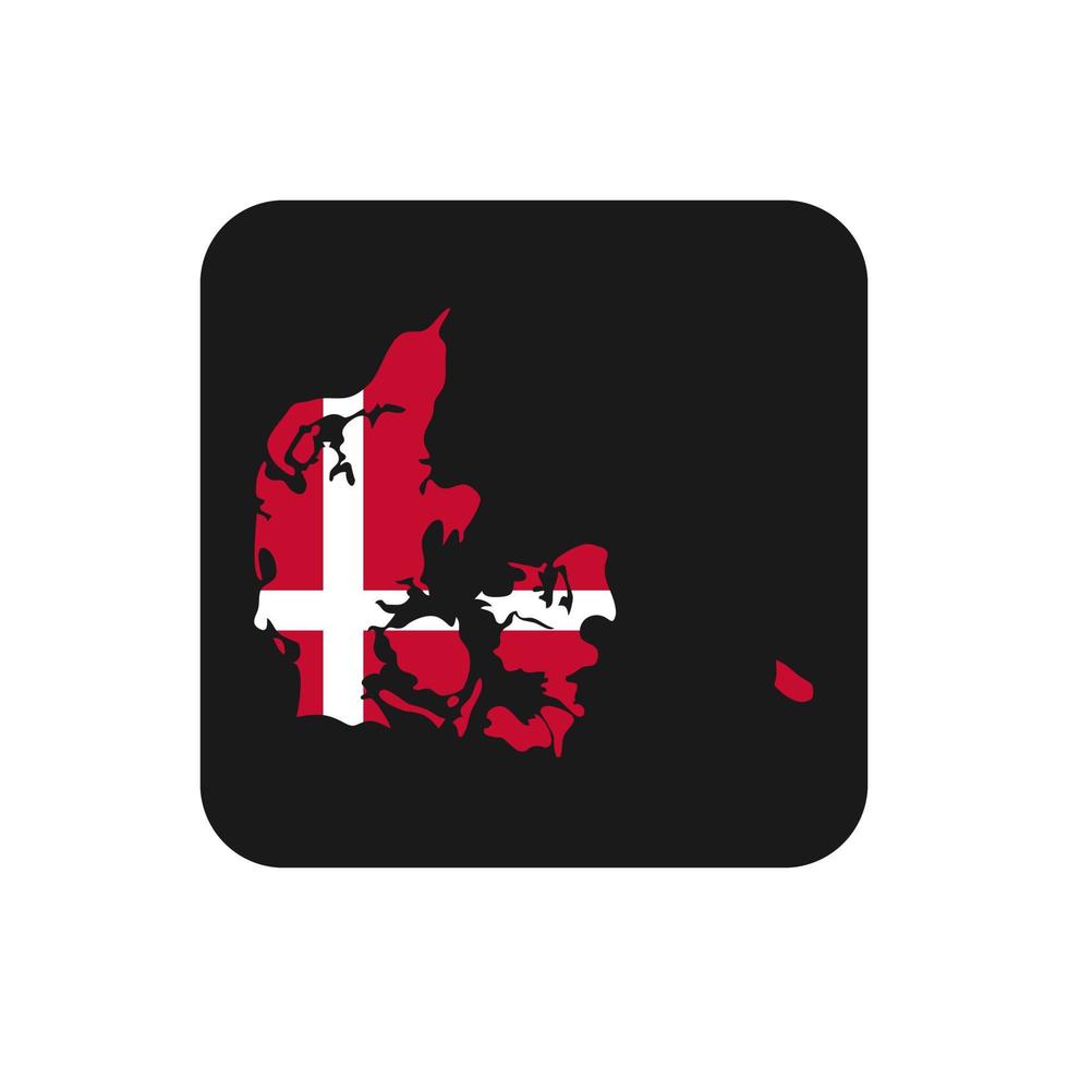 Dänemark Karte Silhouette mit Flagge auf schwarzem Hintergrund vektor