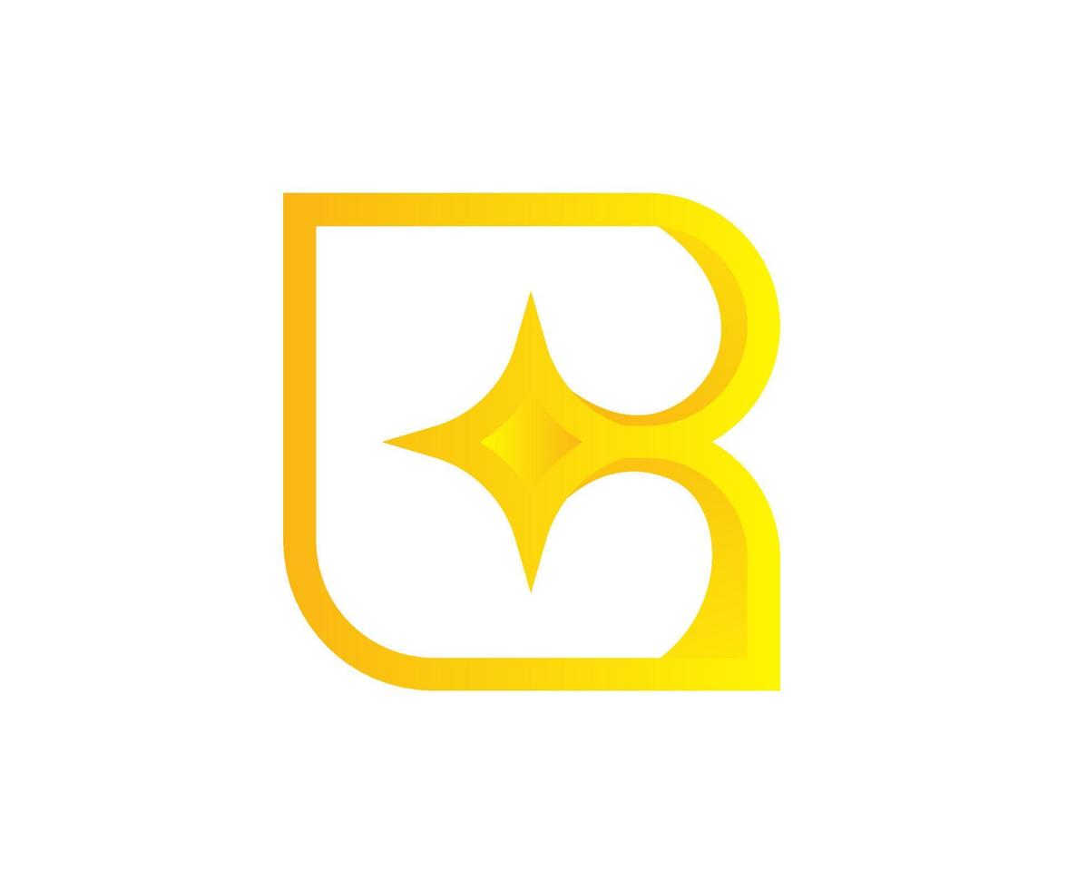 goldenes logo, buchstabe b logo, sternlogo vektor