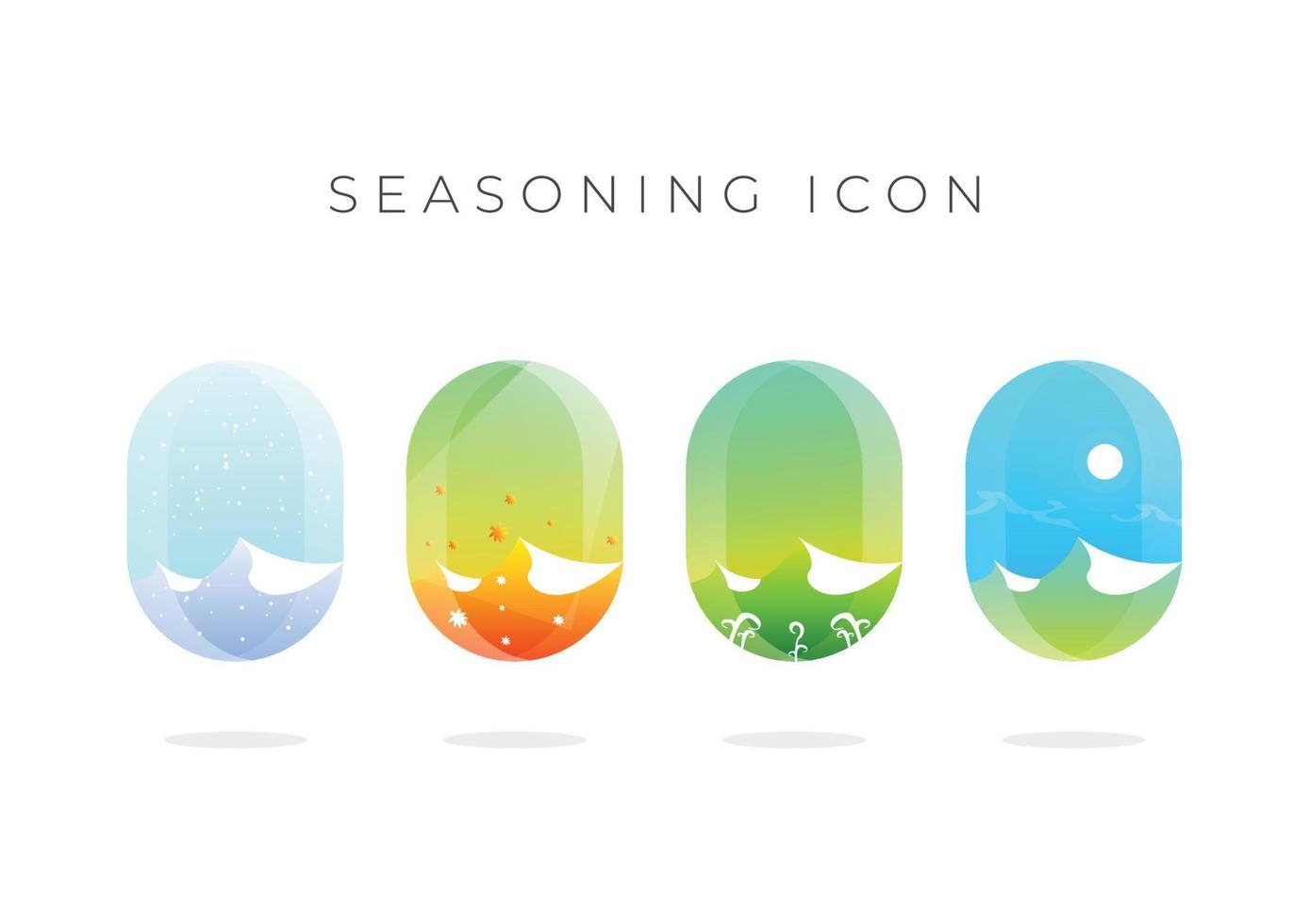 Illustrationsdesign mit vier Jahreszeiten, Symbol mit vier Jahreszeiten, Sommer, Herbst, Winter, Frühling vektor