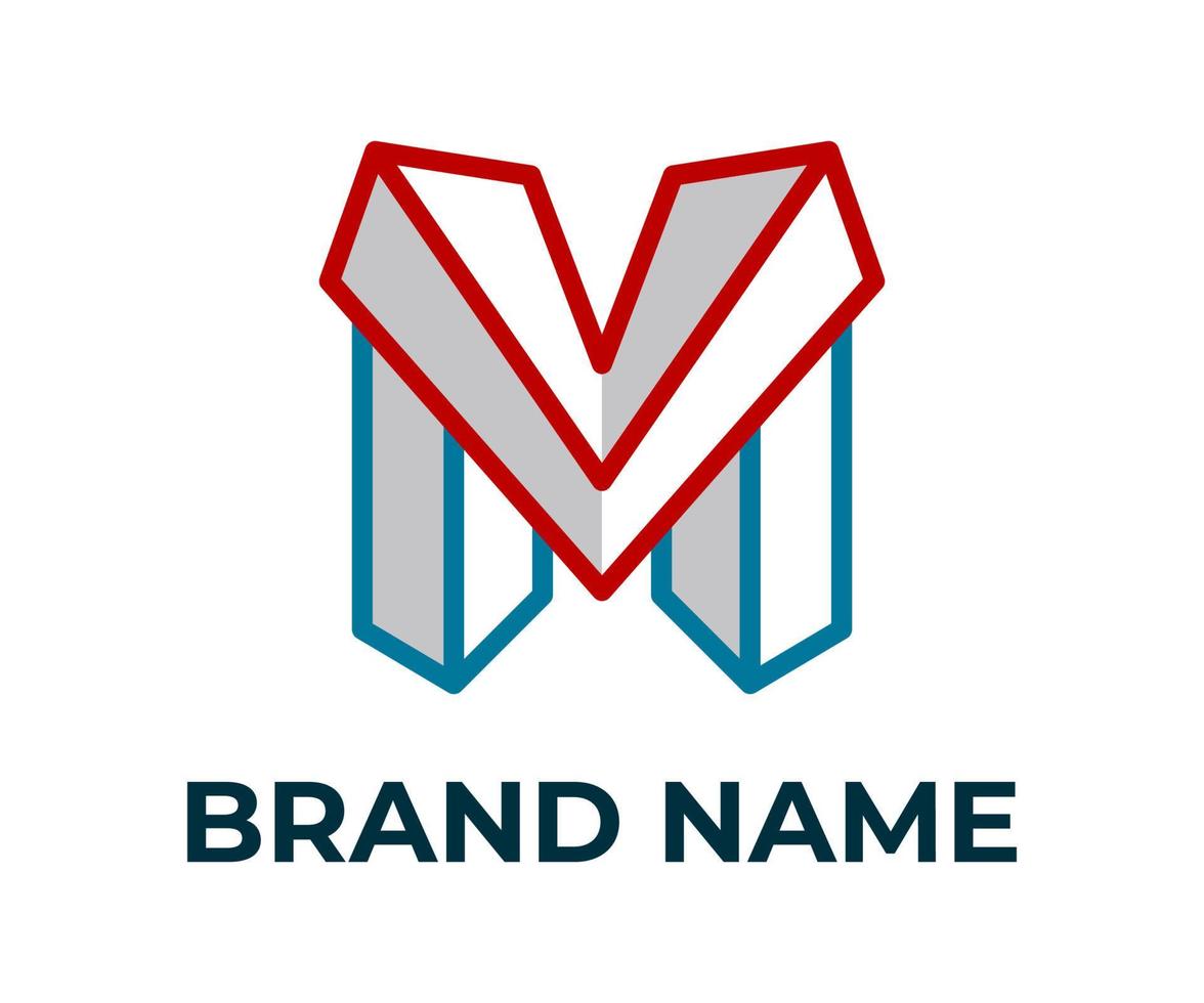 3D-Logo, m-Logo, v-Logo, mv-Logo-Design, isometrisches Design vektor