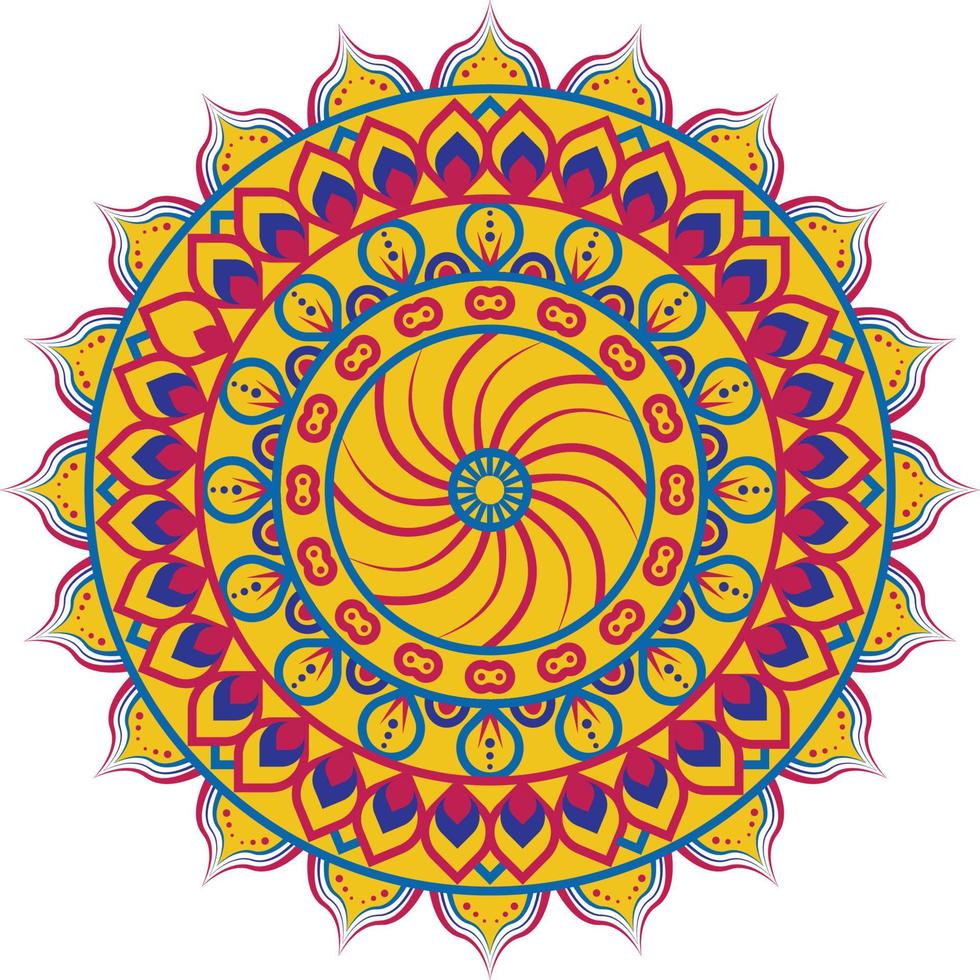 mandala. doodle mandala med brand prydnad. röda, orange, gula färger. diwali mandala. vektor i illustration