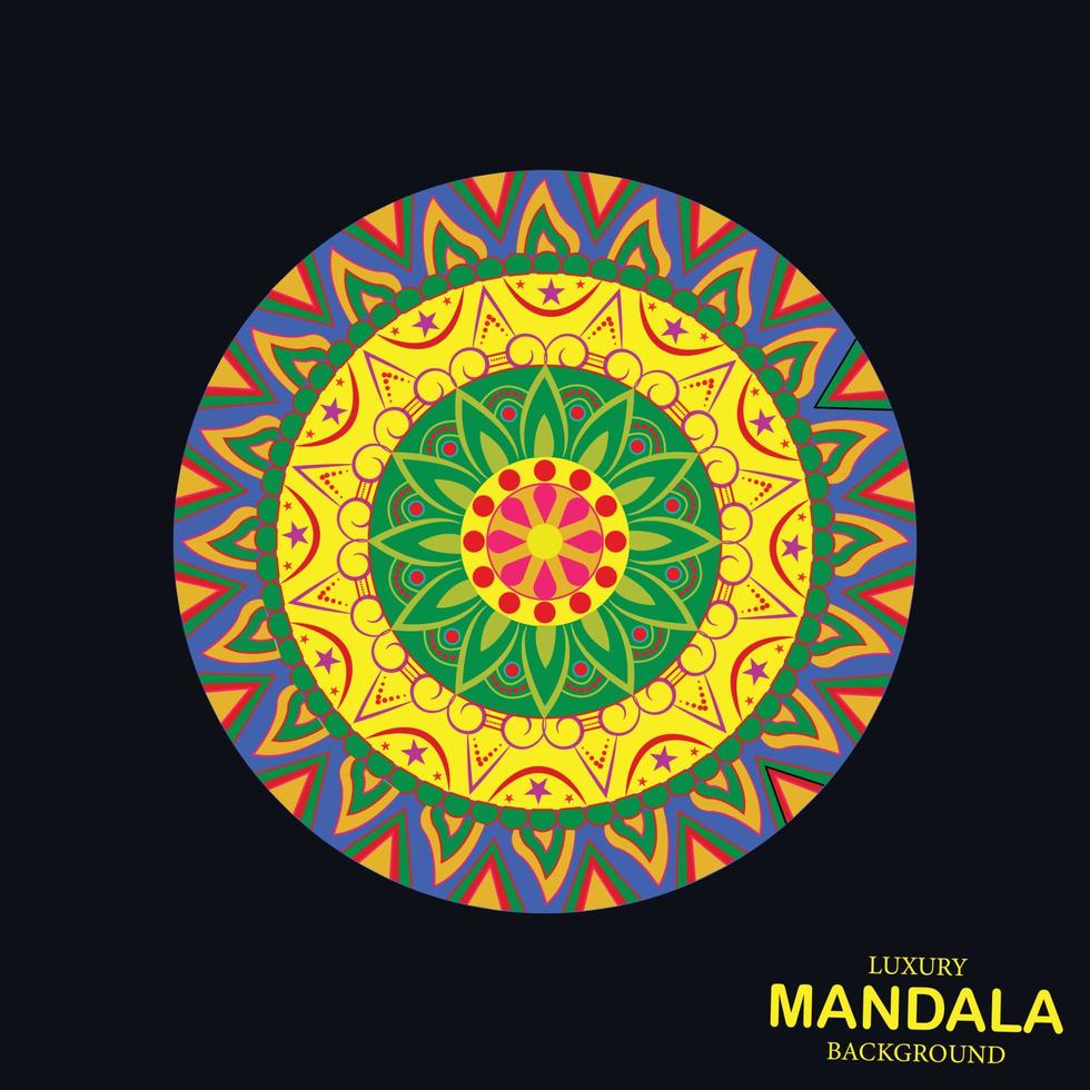 Runde Multifarbe mit einem hellen Mandala mit einem Blumenmuster. Vektor in Abbildung