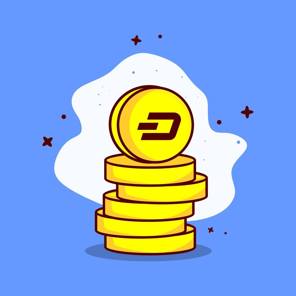 Dash Crypto Flat Icon Illustration vektor