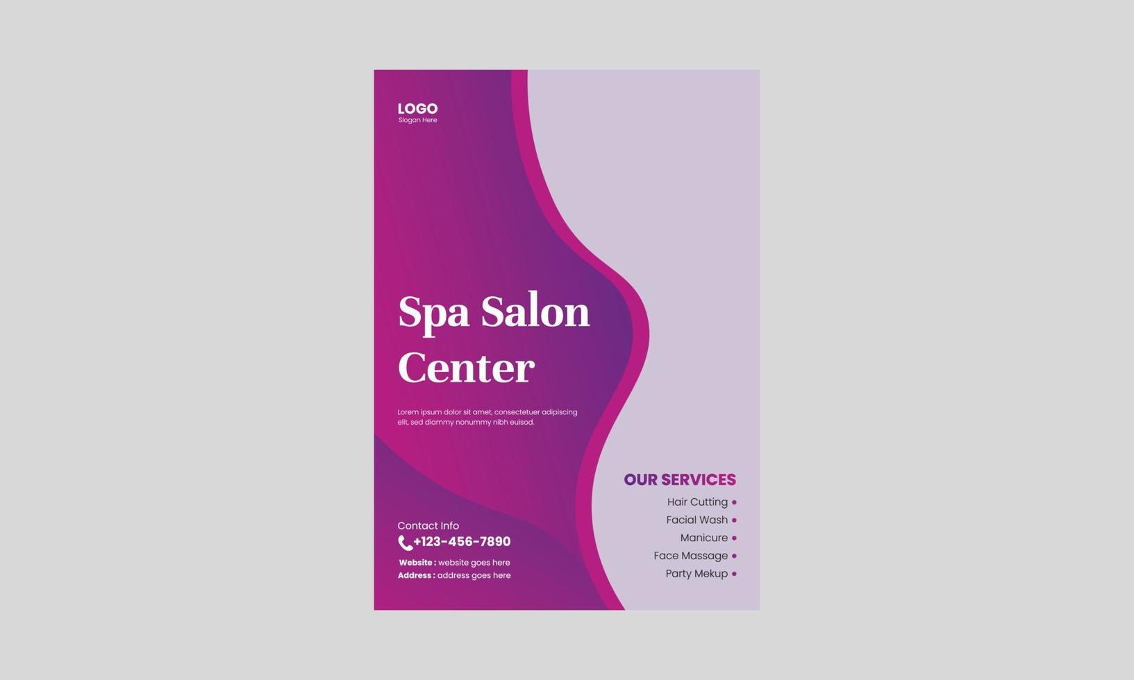 Spa-, Beauty- und Massage-Flyer-Designvorlage. Beauty-Spa-Friseursalon druckfertiges Flyer-Vorlagendesign. faltblatt, a4-größe, flyer, cover, poster, broschürendesign vektor