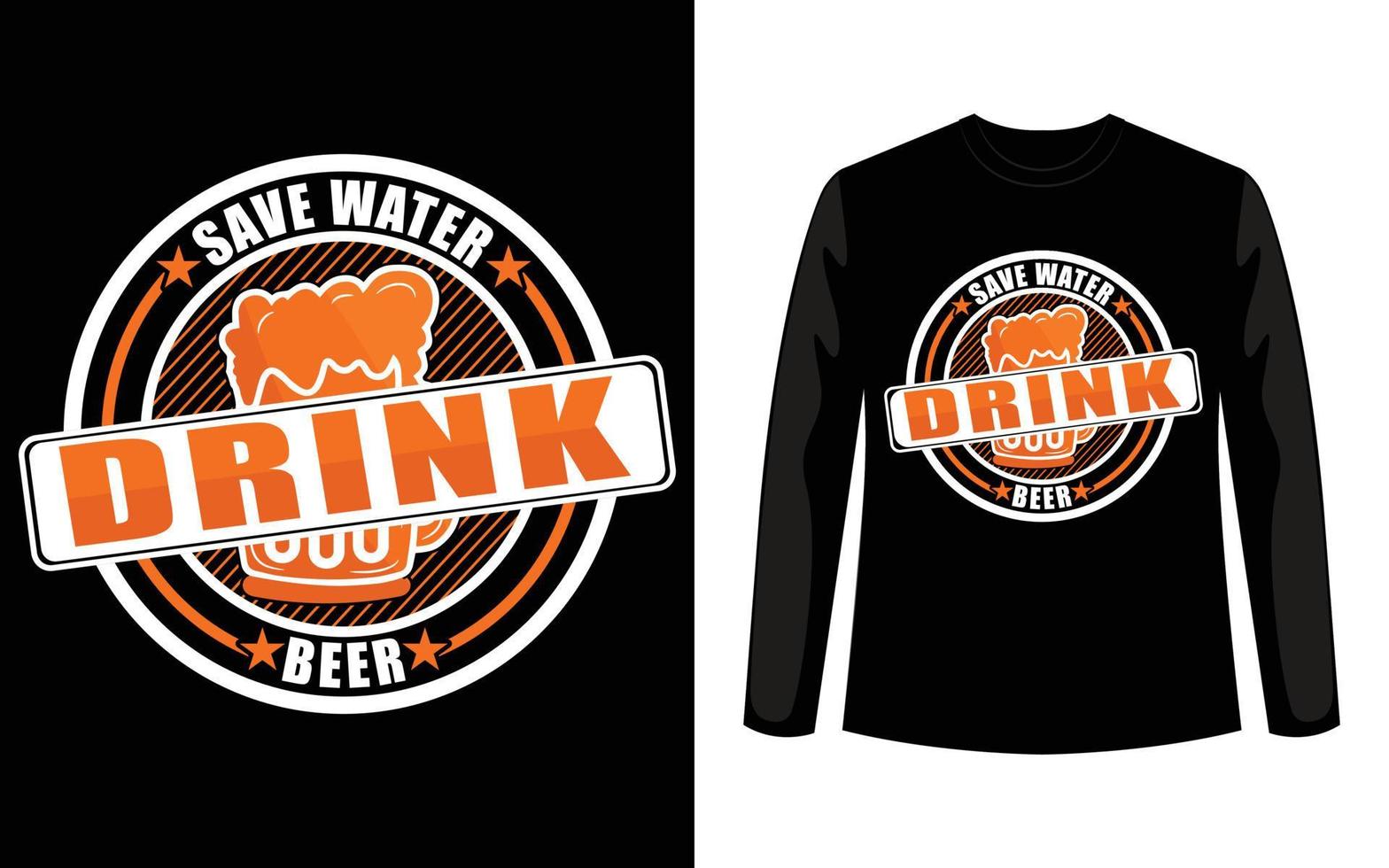 Sparen Sie Wasser trinken Bier lustige Bierliebhaber T-Shirt Design Bierglas Vektorvorlage. vektor