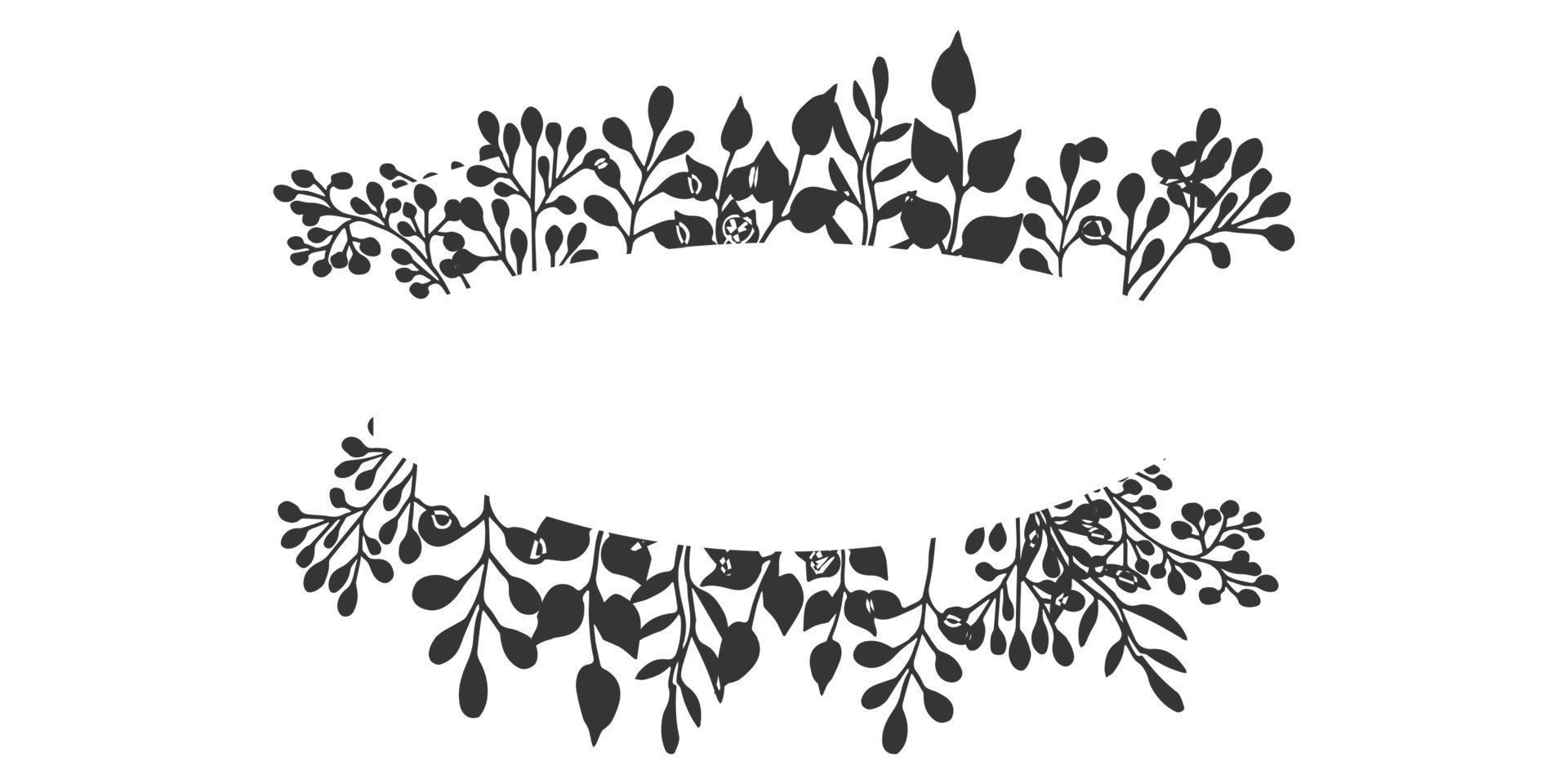 geteilte Grenze, floraler Monogrammrahmen im Doodle-Stil isoliert auf weißem Hintergrund. elegante designdekoration, element. Vektor-Illustration vektor