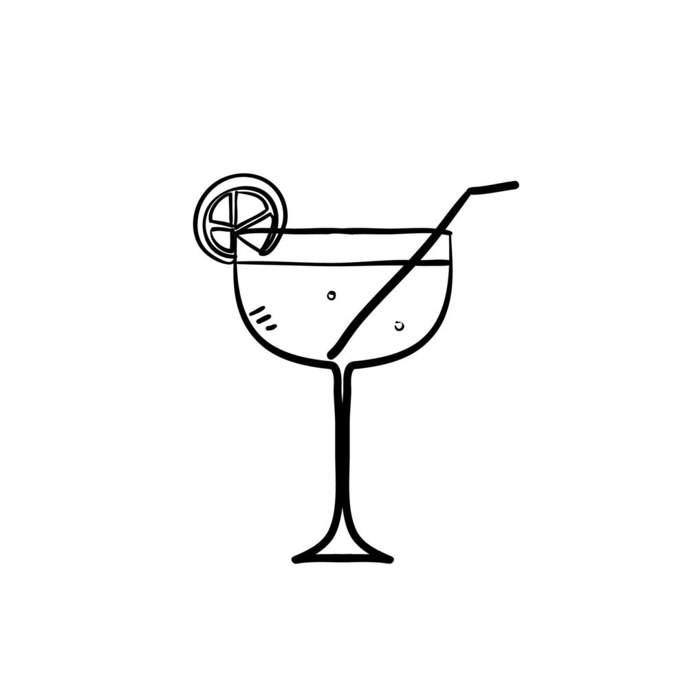 hand gezeichneter martini-cocktailikonen-illustrationsvektor lokalisiert vektor
