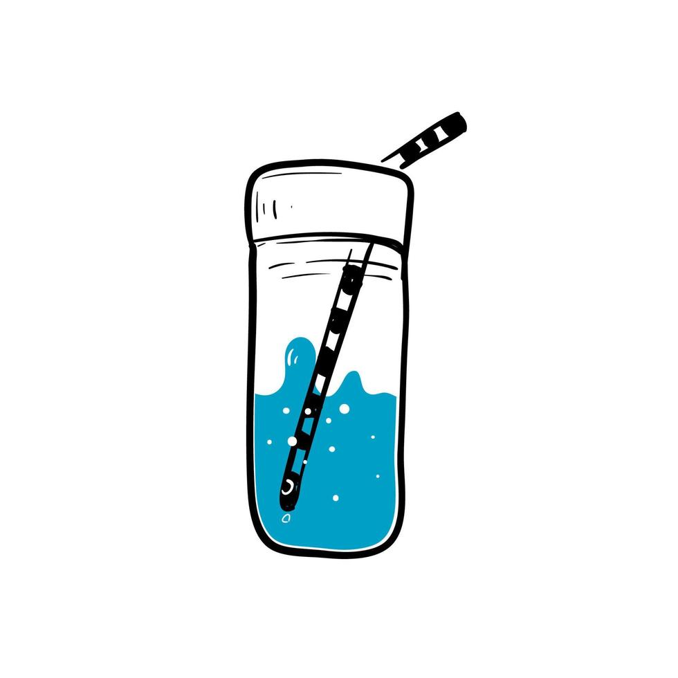 handritad glas vatten dryck illustration ikon doodle vektor