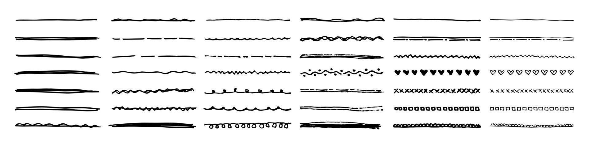 Vektorsatz von handgezeichneter Unterstreichung. vektor