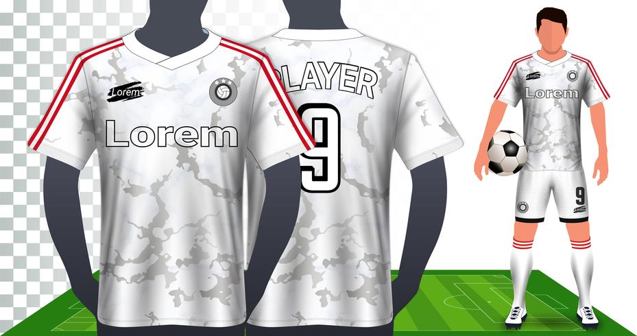 Fußballtrikot, Trikot oder Fußballtrikot Uniform Presentation Mockup Template. vektor