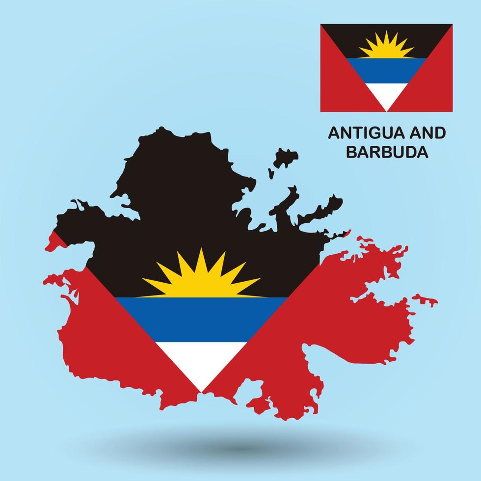 Flaggenkarte von Antigua und Barbuda vektor