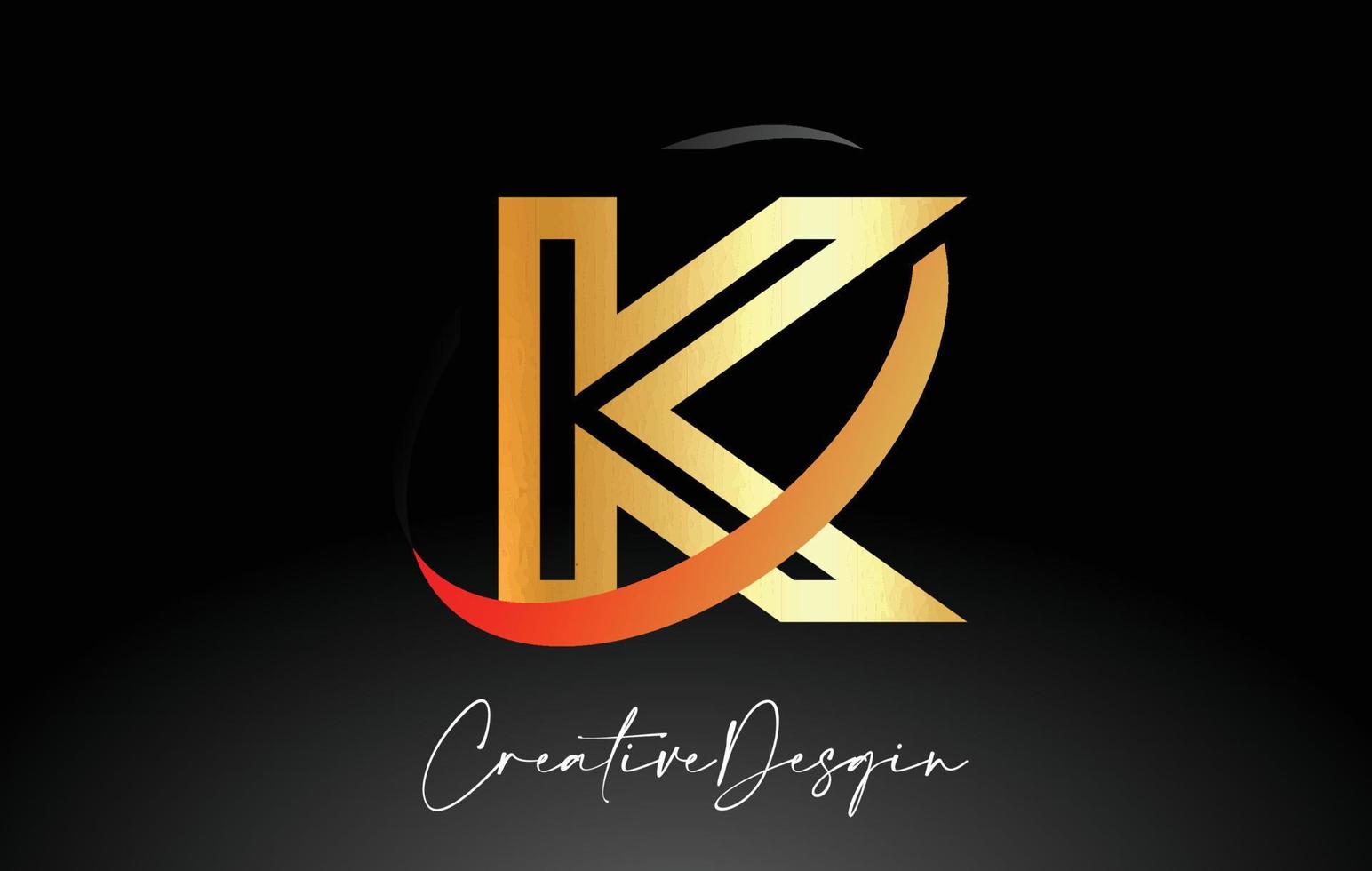 disposition bokstaven k logotyp design i svarta och gyllene färger vektor ikon