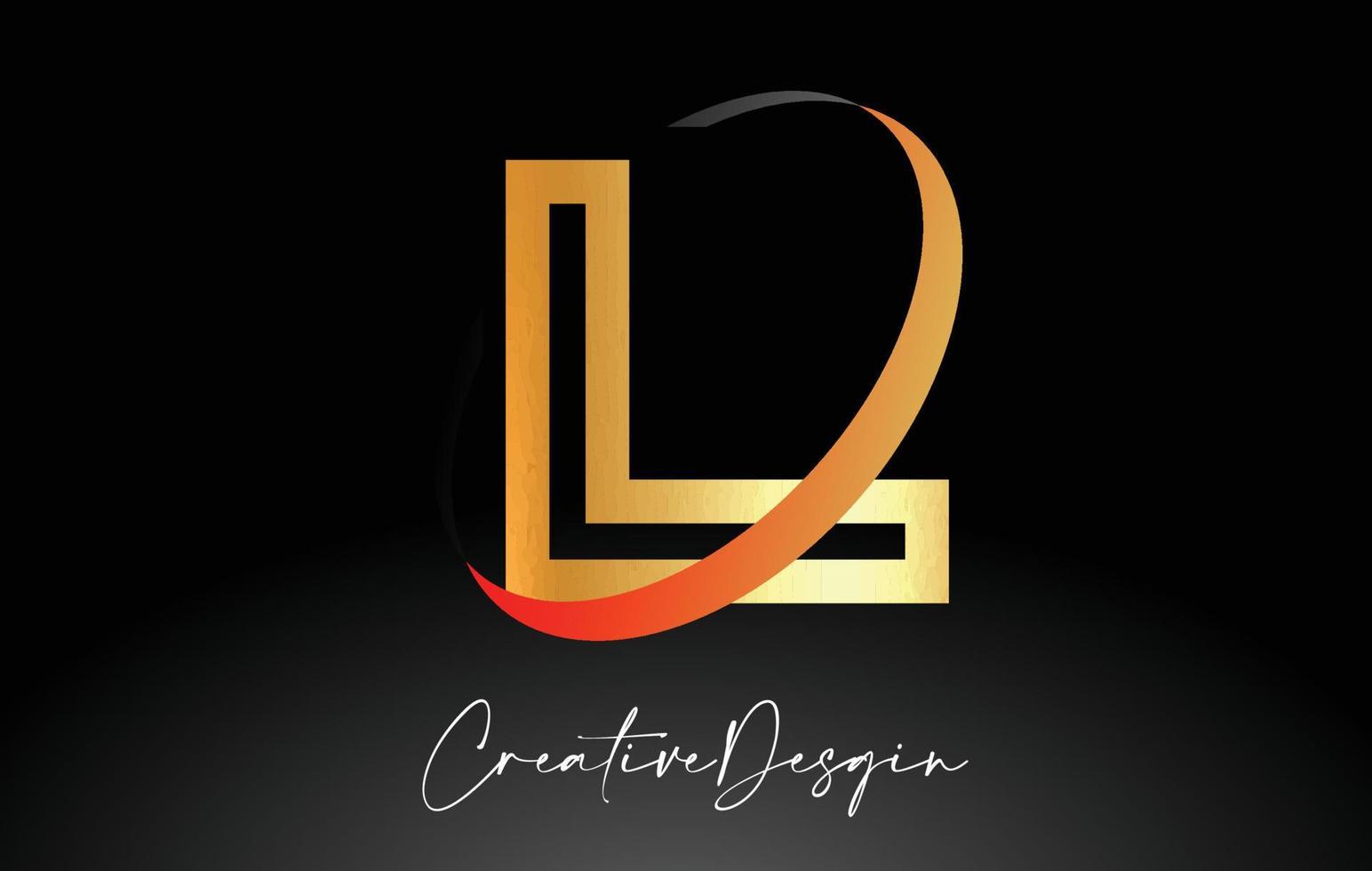 disposition bokstaven l logotyp design i svarta och gyllene färger vektor ikon