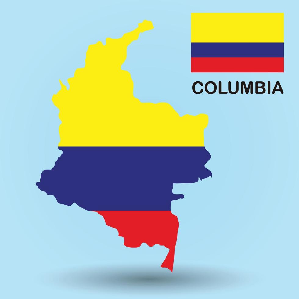 Columbia Karte und Flaggenhintergrund vektor