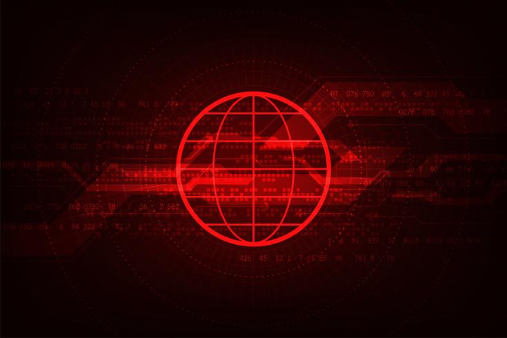Digitale Informationstechnologie auf dem roten Hintergrund. vektor