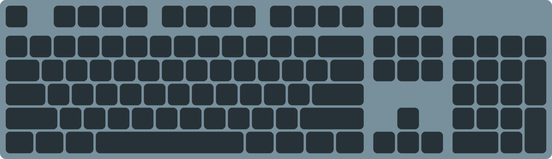 full storlek tangentbord med tangenter utan bokstäver, tangentbord vektor mockup, qwerty flatlay.