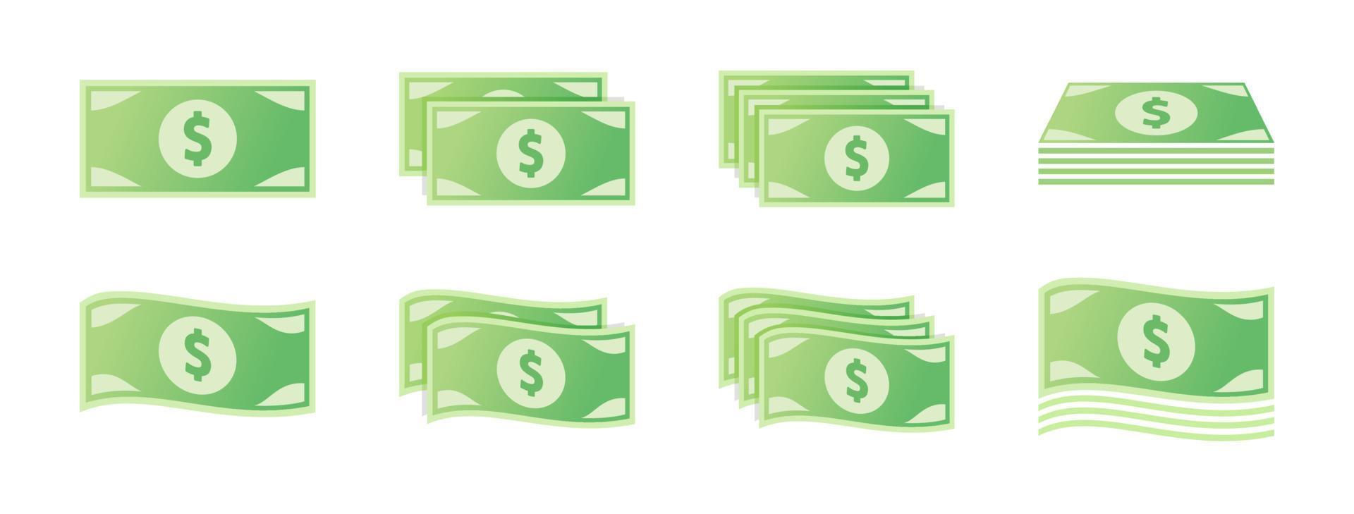 US-Dollar-Banknote-Icon-Set vektor