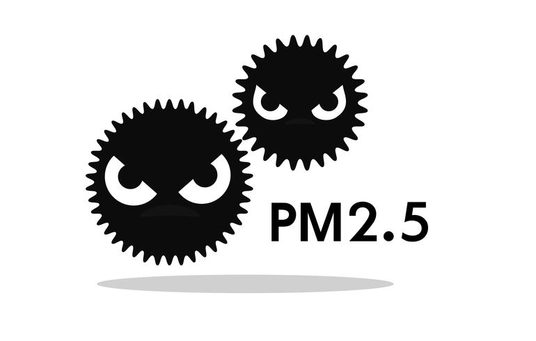 Den dammiga tecknade ikonen PM2.5 är ett stort problem i Bangkok, Thailands huvudstad. vektor