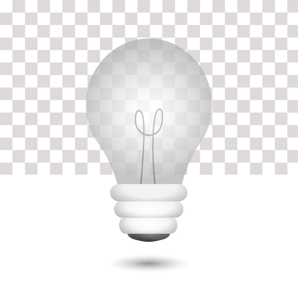 Ideen für 3D-Energie-Glühbirnen. transparente Glühbirne. weißer Hintergrund. Energie- und Ideensymbol. Vektor-Illustration vektor