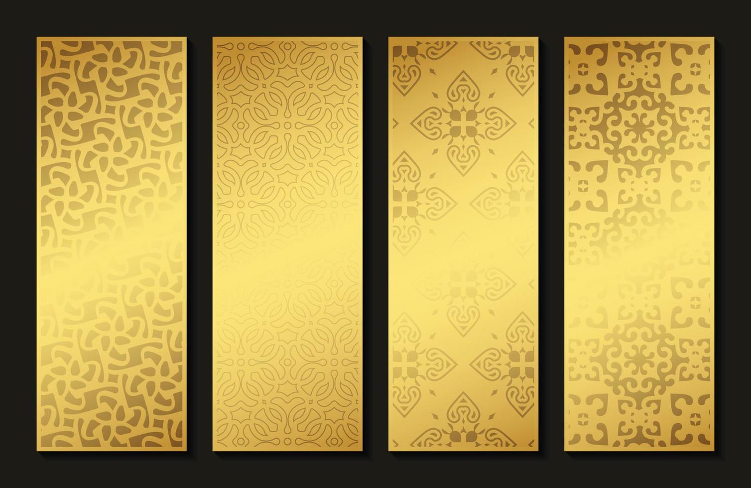 eleganta guld abstrakt mönster vertikalt kort vektor