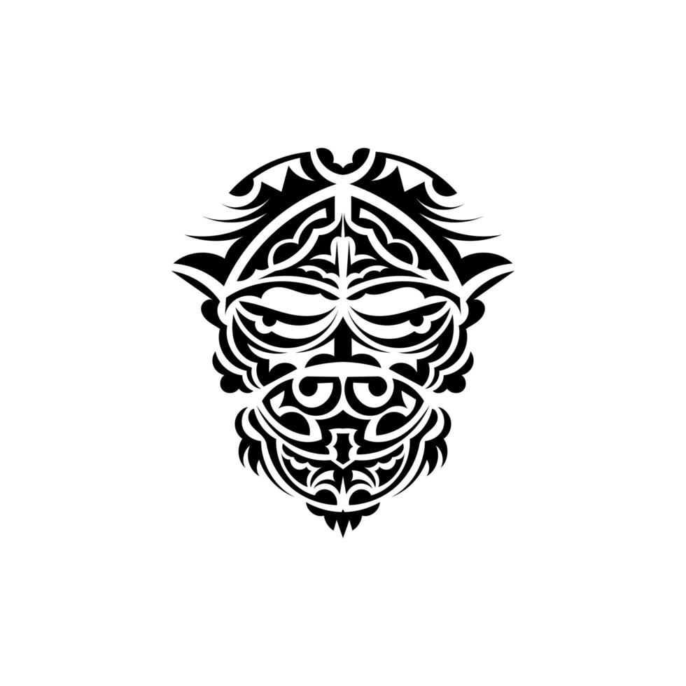 Stammesmaske. monochrome ethnische Muster. Schwarzes Tattoo im Maori-Stil. isoliert auf weißem Hintergrund. hand gezeichnete vektorillustration. vektor