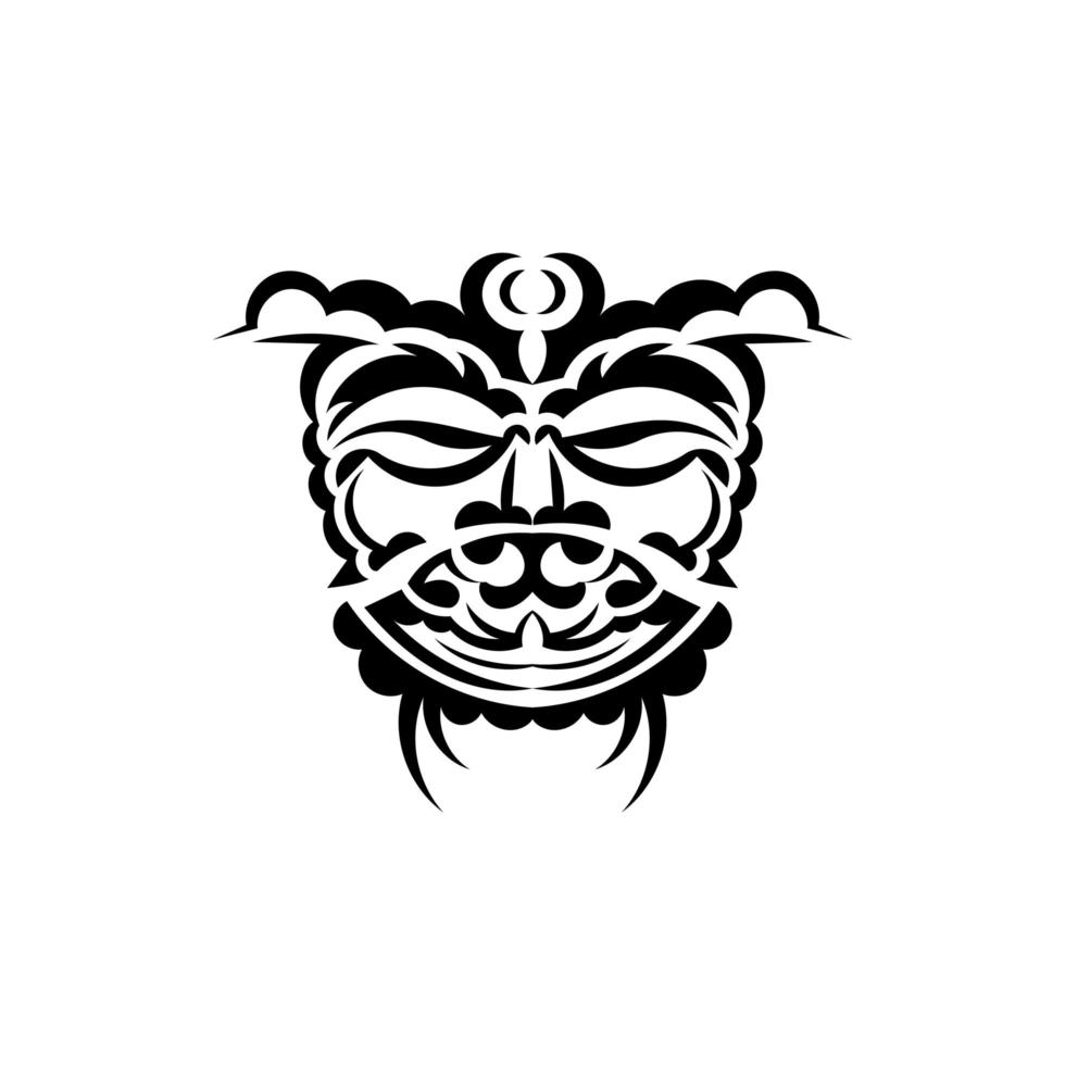 samuraj mask. traditionell totem symbol. svart tatuering i samoansk stil. isolerad på vit bakgrund. handritad vektorillustration. vektor