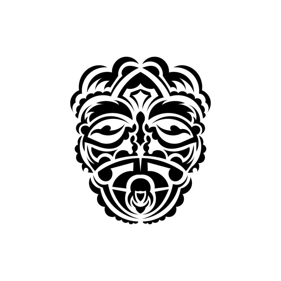 Stammesmaske. traditionelles Totemsymbol. Schwarzes Tattoo im Maori-Stil. Schwarz-Weiß-Farbe, flacher Stil. Vektor-Illustration. vektor