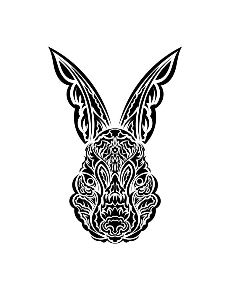 huvudet på en hare i tatueringsstil. isolerad symbol för 2023. handgjorda. vektor