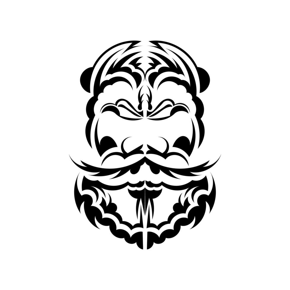 Maori-Maske. einheimische polynesier und hawaiianer tiki illustration in schwarz und weiß. isoliert auf weißem Hintergrund. fertige Tattoo-Vorlage. Vektor-Illustration. vektor