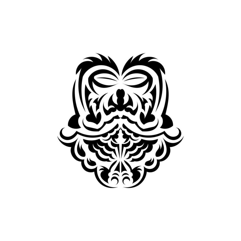 maori mask. infödda polynesier och hawaiians tiki illustration i svart och vitt. isolerad på vit bakgrund. tatueringsskiss. vektor. vektor