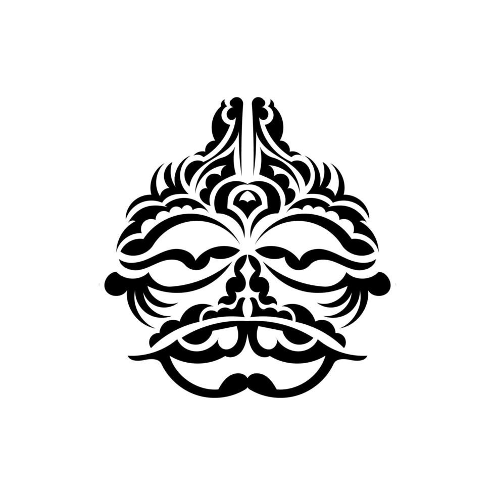 Samurai-Maske. traditionelles Totemsymbol. Schwarzes Tattoo im Maori-Stil. isoliert auf weißem Hintergrund. Vektor-Illustration. vektor