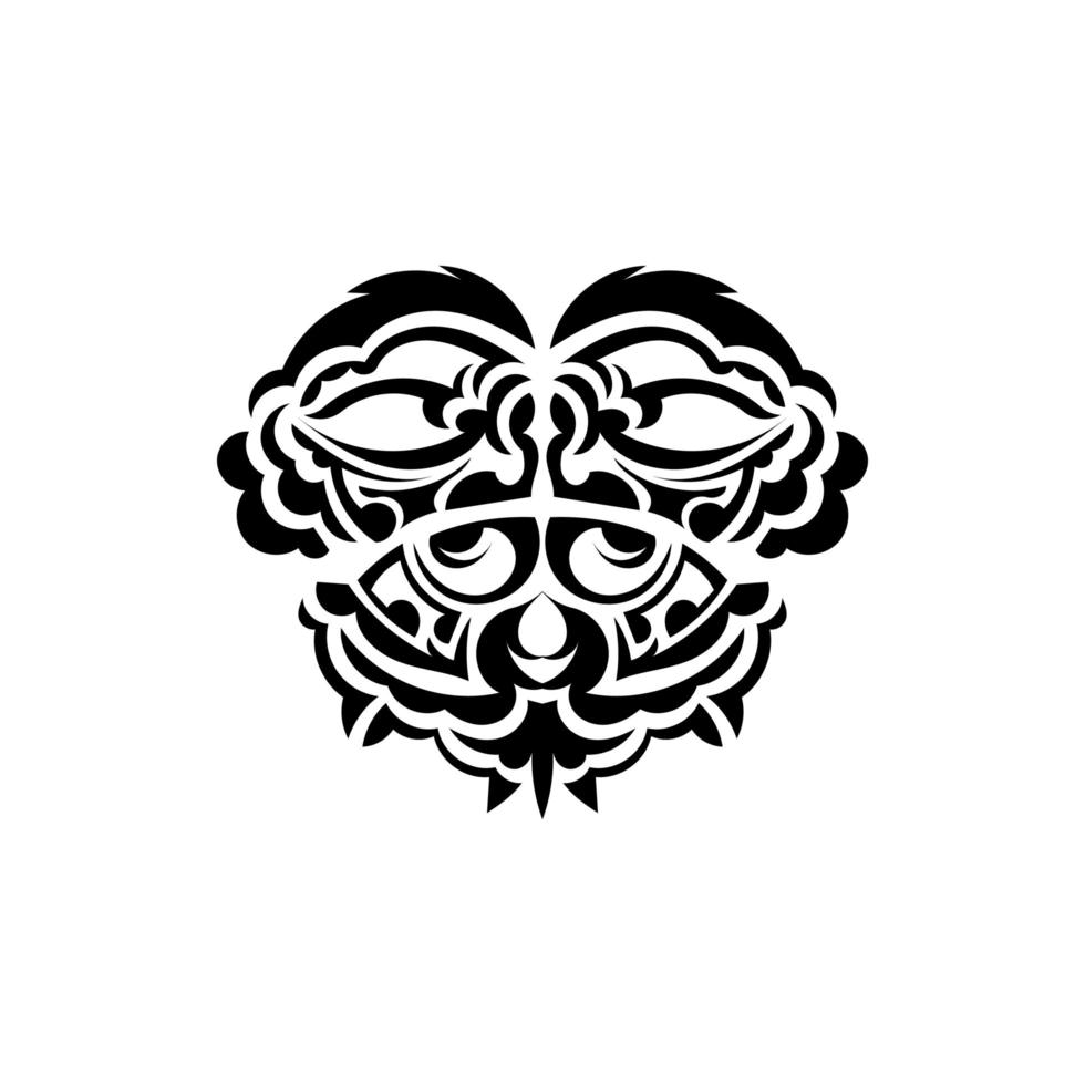samuraj mask. traditionell totem symbol. svart tatuering i samoansk stil. isolerat. handritad vektorillustration. vektor