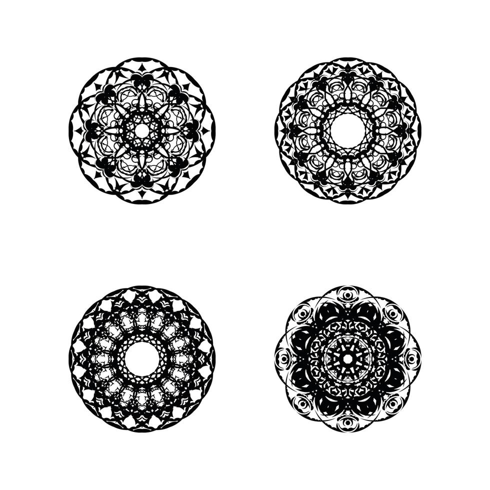 Satz von 4 Mandala-Ornamenten. isoliert auf weißem Hintergrund. Vektor. vektor